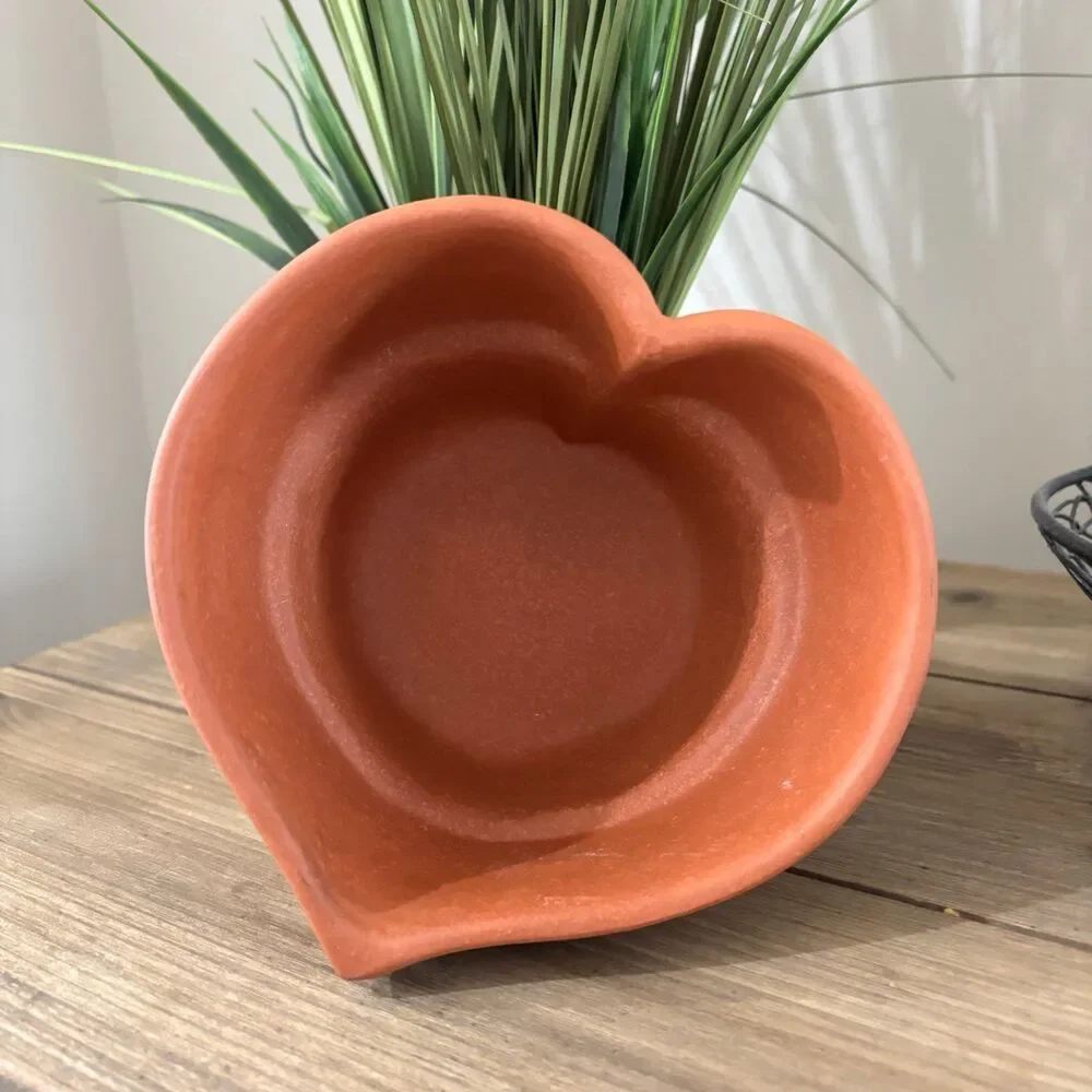Vintage 1980 Bennington Potters Terracotta Heart Shape Bread Baking Dish